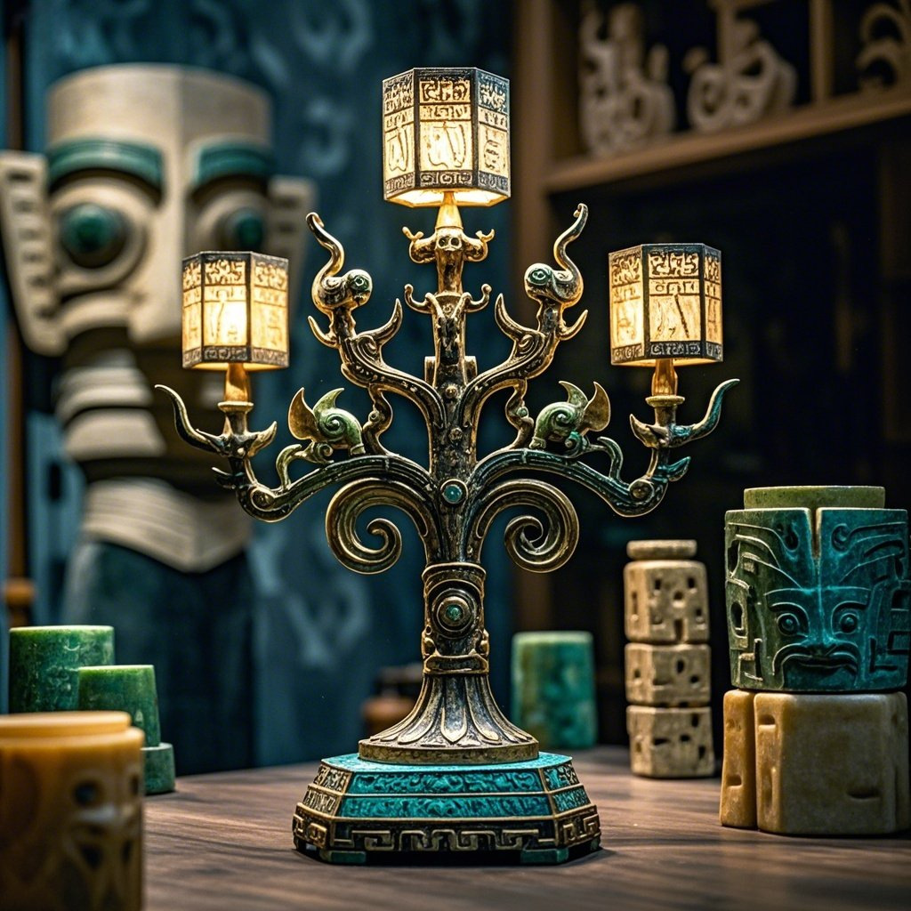 三星堆风格落地灯中式复古宫廷风客厅卧室书房装饰落地灯