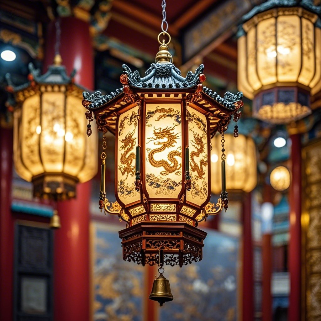 新中式吊灯禅意茶室吊灯中国风复古佛堂布吊灯布艺灯大厅祠堂宫灯