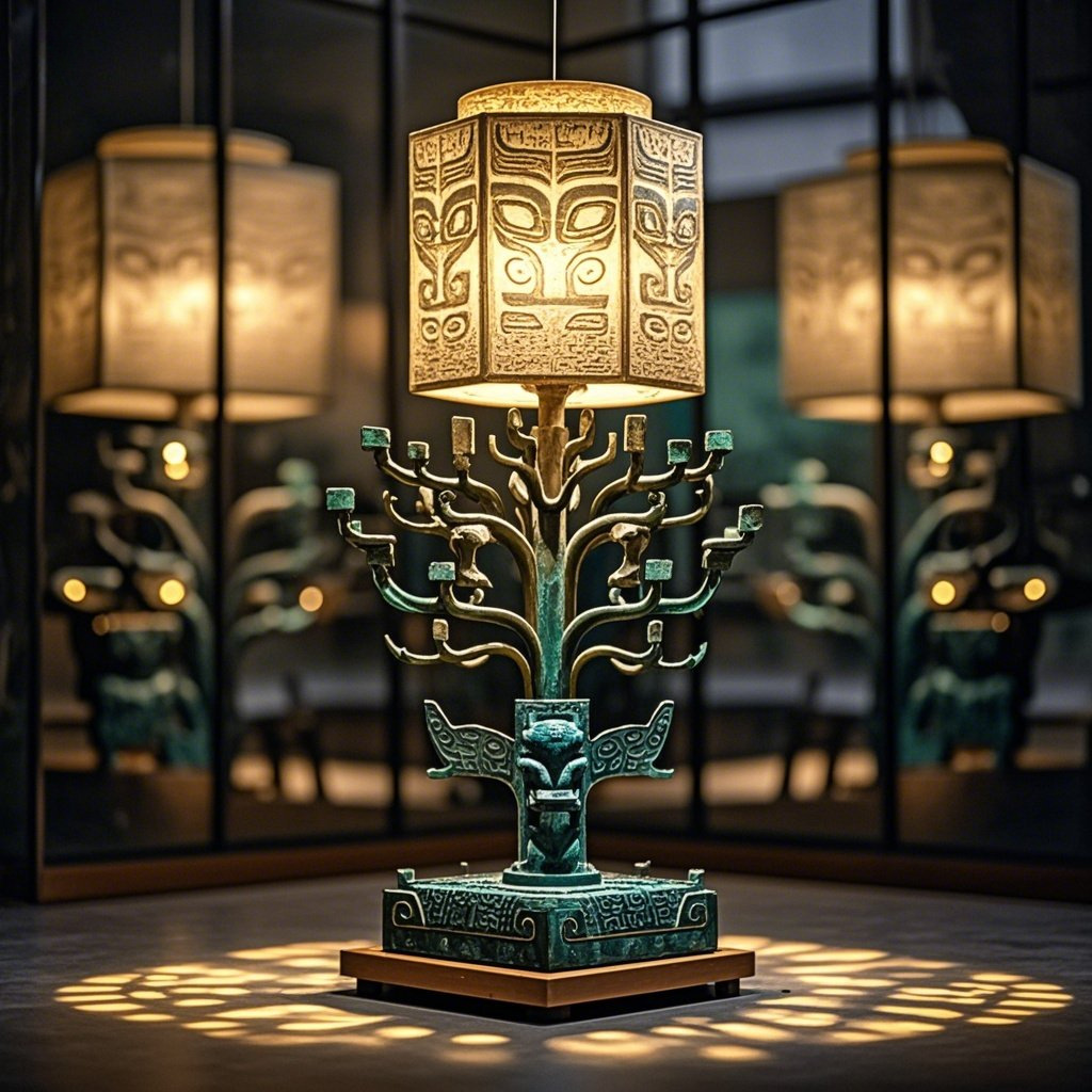 仿古青铜树形台灯酒店大堂灯会所别墅客厅书房茶室装饰灯具