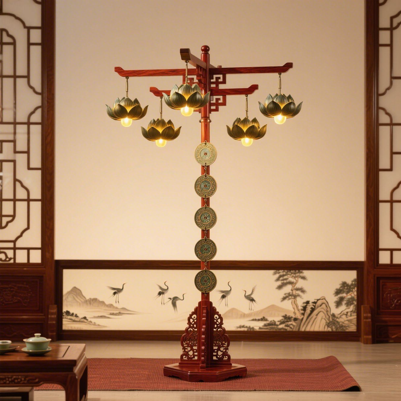 佛堂寺庙新中式落地灯东南亚古建筑庙宇教堂复古中国风禅意立式灯